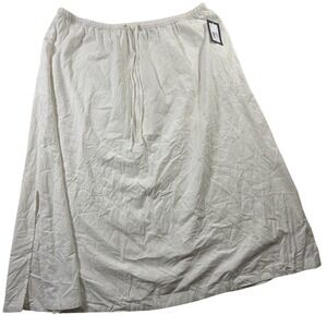 Universal Thread White Linen Blend Midi Skirt Elastic Drawstring Waist Side Slit